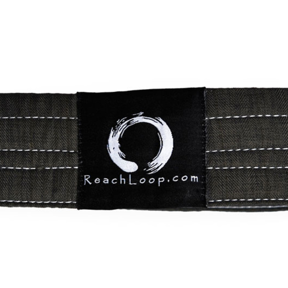 16" Reach Loop Yoga / Stretching Strap / Band - Black Linen